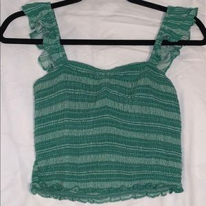 GREEN RUFFLE FOREVER 21 CROPPED TANK